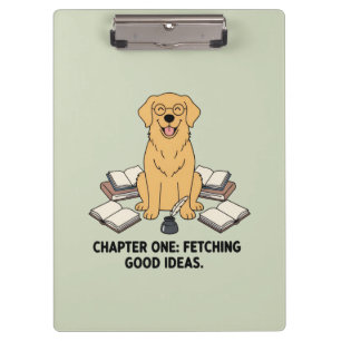 Golden Retriever Dog Academic Vibes Green Writing Clipboard