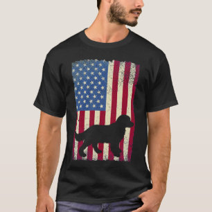 Golden Retriever Dog American Flag Funny Dog T-Shirt