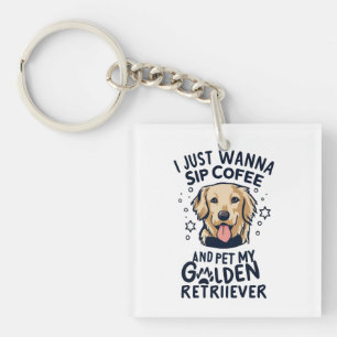 Golden Retriever Dog And Coffee Lovers Key Ring
