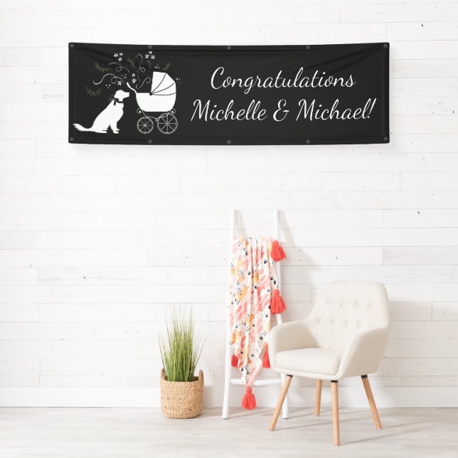Golden Retriever Dog Baby Shower Gender Neutral Banner (Insitu)