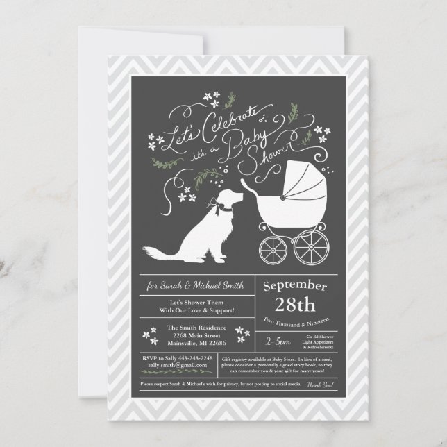Golden Retriever Dog Baby Shower Gender Neutral Invitation (Front)