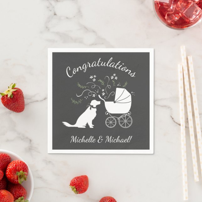 Golden Retriever Dog Baby Shower Gender Neutral Napkin (Insitu)