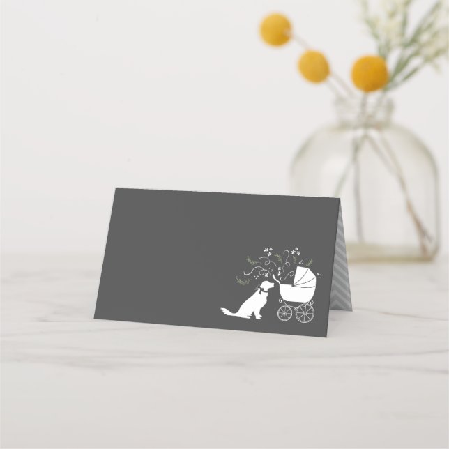 Golden Retriever Dog Baby Shower Gender Neutral Place Card (Front)