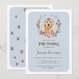 Golden Retriever Dog Baby Shower Invitation
