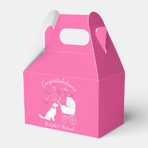 Golden Retriever Dog Baby Shower Pink Girl Favour Box