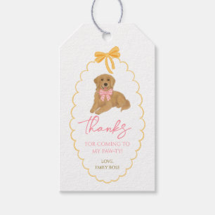 Golden Retriever Dog Birthday Pawty Pink Yellow Gift Tags