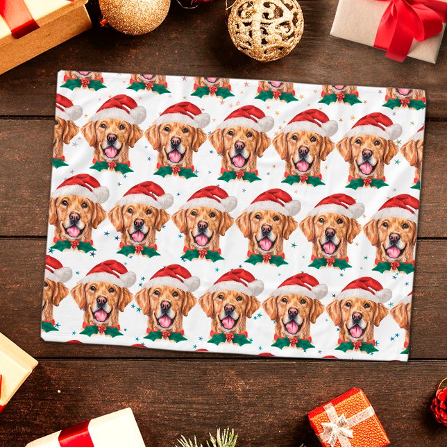 Golden Retriever Dog Breed Christmas Fleece Blanket (Creator Uploaded)