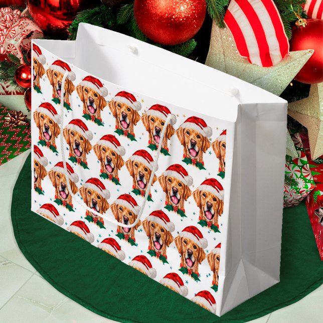 Golden Retriever Dog Breed Christmas Large Gift Bag (Creator Uploaded)