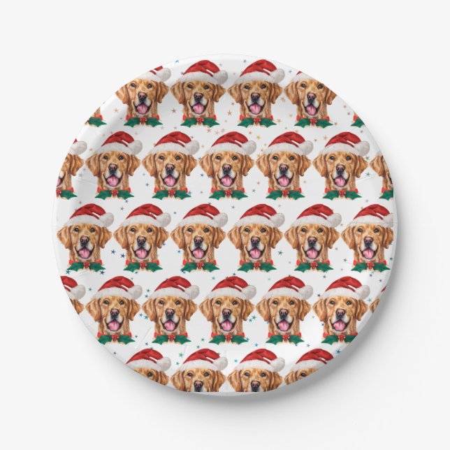 Golden Retriever Dog Breed Christmas Paper Plate (Front)