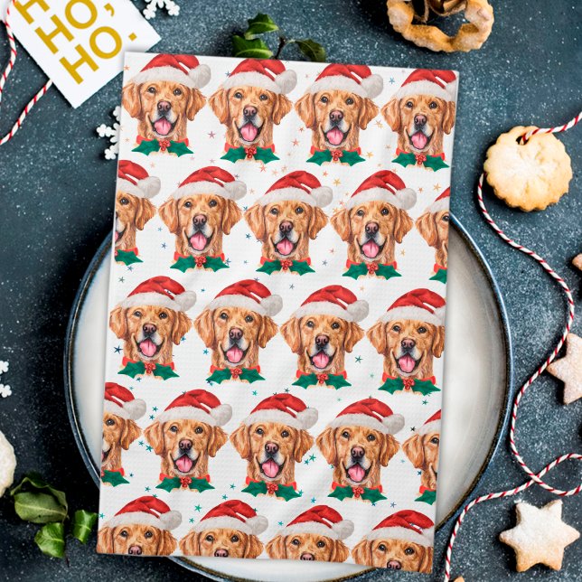 Golden Retriever Dog Breed Christmas Tea Towel (Creator Uploaded)