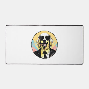 Golden Retriever Dog Businessman Desk Mat