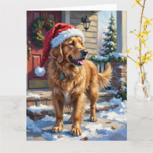 Golden Retriever Dog Carrying Christmas Angel Card