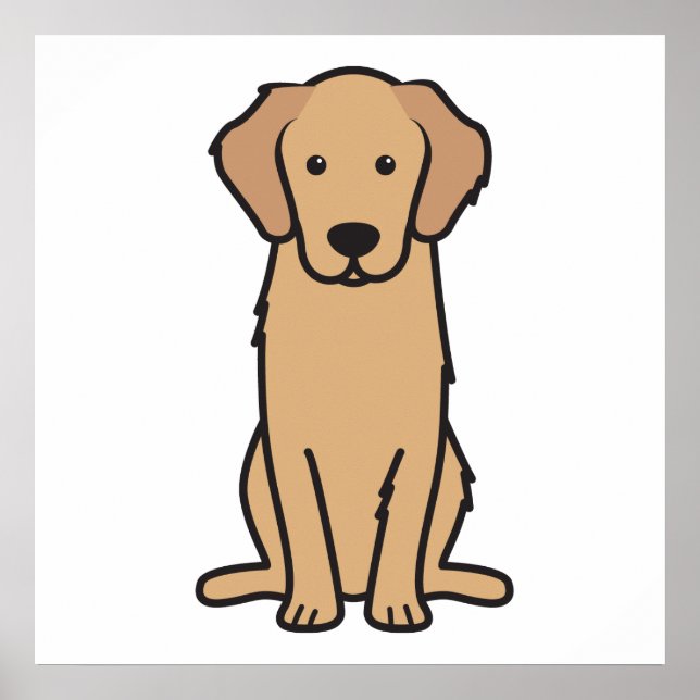 Golden Retriever Dog Cartoon Poster (Front)