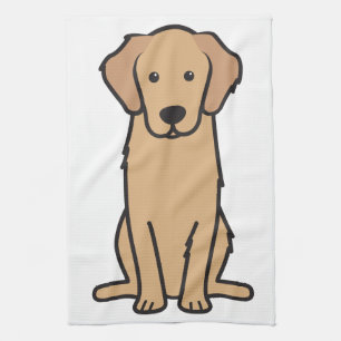 Golden Retriever Dog Cartoon Tea Towel