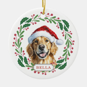 Golden Retriever Dog Ceramic Circle Ornament