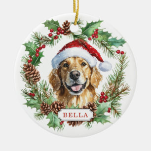 Golden Retriever Dog Ceramic Circle Ornament