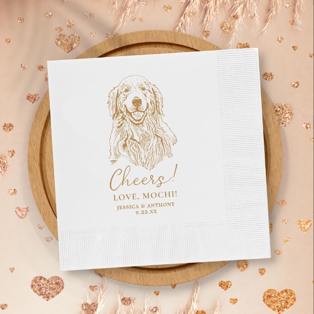 Golden Retriever Dog Cheers Custom Cocktail Napkin (Creator Uploaded)