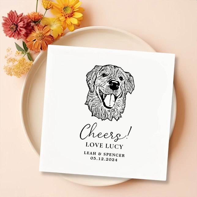 Golden Retriever Dog Cheers Custom Cocktail Napkin (Creator Uploaded)