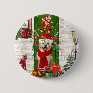 Golden Retriever Dog Christmas 6 Cm Round Badge