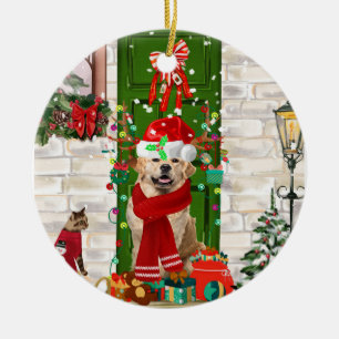 Golden Retriever Dog Christmas Ceramic Tree Decoration