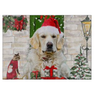 Golden Retriever Dog Christmas Cutting Board