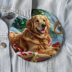 Golden Retriever Dog Christmas Festive 6 Cm Round Badge