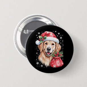 Golden Retriever Dog Christmas Light Holiday Party 6 Cm Round Badge