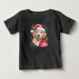 Golden Retriever Dog Christmas Light Holiday Party Baby T-Shirt