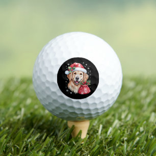 Golden Retriever Dog Christmas Light Holiday Party Golf Balls