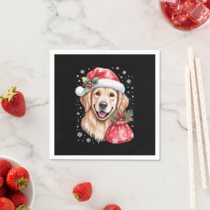 Golden Retriever Dog Christmas Light Holiday Party Napkin