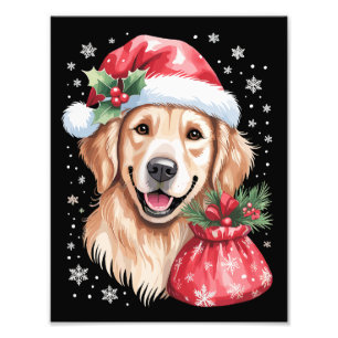 Golden Retriever Dog Christmas Light Holiday Party Photo Print