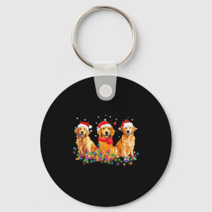 Golden Retriever Dog Christmas Lights Cute Matchin Key Ring