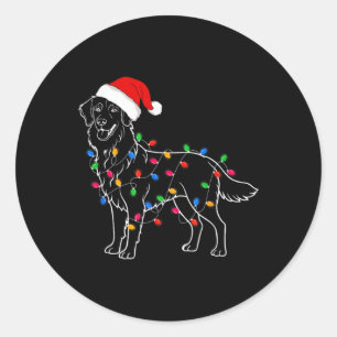 Golden Retriever Dog Christmas Lights Santa Xmas D Classic Round Sticker