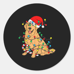 Golden Retriever Dog Christmas Lights Xmas Pet Dog Classic Round Sticker