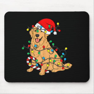 Golden Retriever Dog Christmas Lights Xmas Pet Dog Mouse Pad