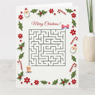 Golden Retriever Dog Christmas Maze Puzzle Holiday Card