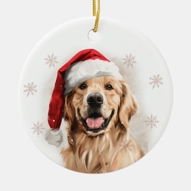 Golden Retriever Dog Christmas Personalized Ceramic Tree Decoration (Front)