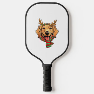 Golden Retriever Dog Christmas Reindeer Santa Hat  Pickleball Paddle