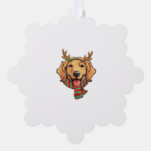 Golden Retriever Dog Christmas Reindeer Santa Hat  Tree Decoration Card