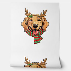 Golden Retriever Dog Christmas Reindeer Santa Hat  Wallpaper