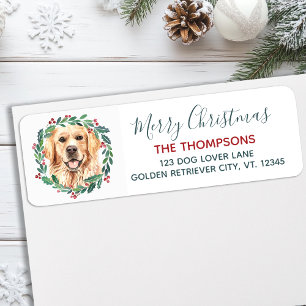 Golden Retriever Dog Christmas Return Address