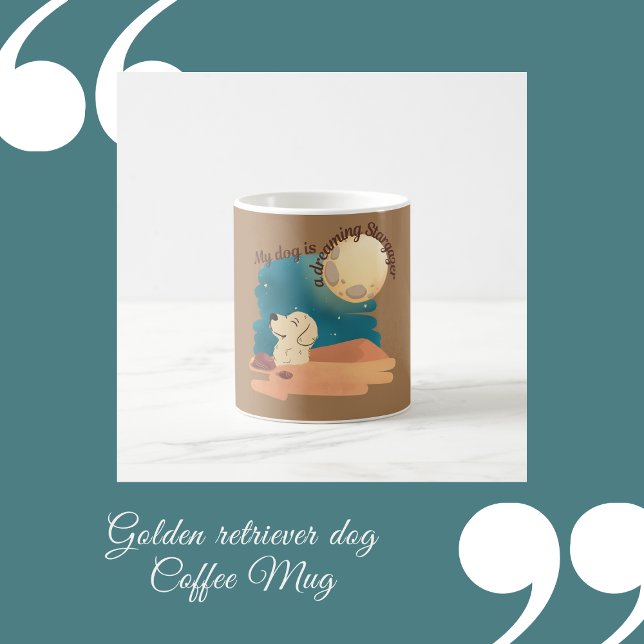 golden retriever dog coffee mug (golden retriever dog Coffee Mug by Hobinishop)