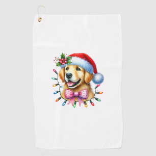 Golden Retriever Dog Coquette Bow Christmas Matchi Golf Towel