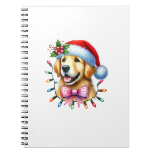 Golden Retriever Dog Coquette Bow Christmas Matchi Notebook