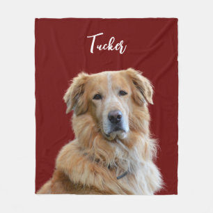 Golden Retriever Dog, Custom Photo and Name,Pet Fleece Blanket