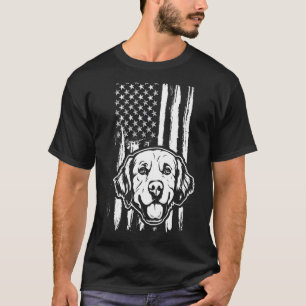 Golden Retriever Dog Cute American Flag USA Puppy T-Shirt