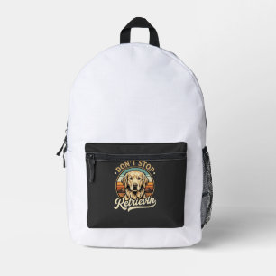 Golden Retriever Dog Don't Stop Retrievin Printed Backpack