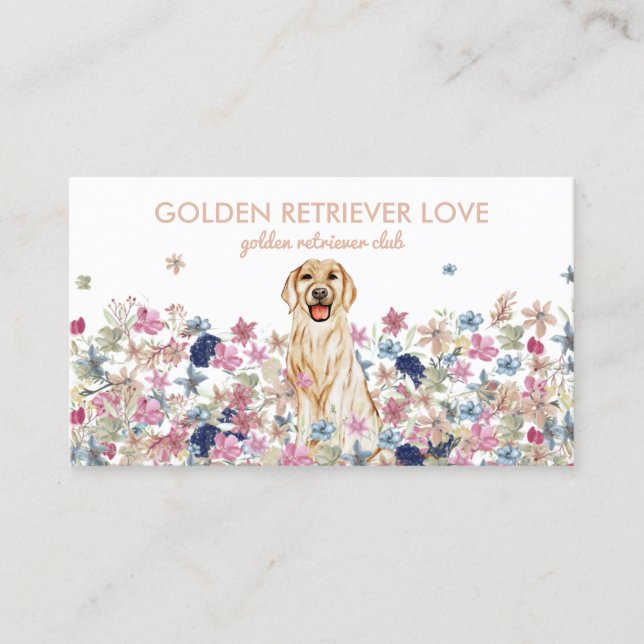 Golden Retriever Dog Drawing Business Card (Front)