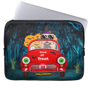 Golden Retriever Dog Driving Car Scary Halloween  Laptop Sleeve