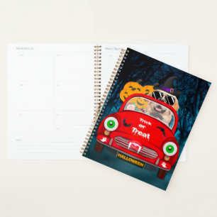 Golden Retriever Dog Driving Car Scary Halloween Planner